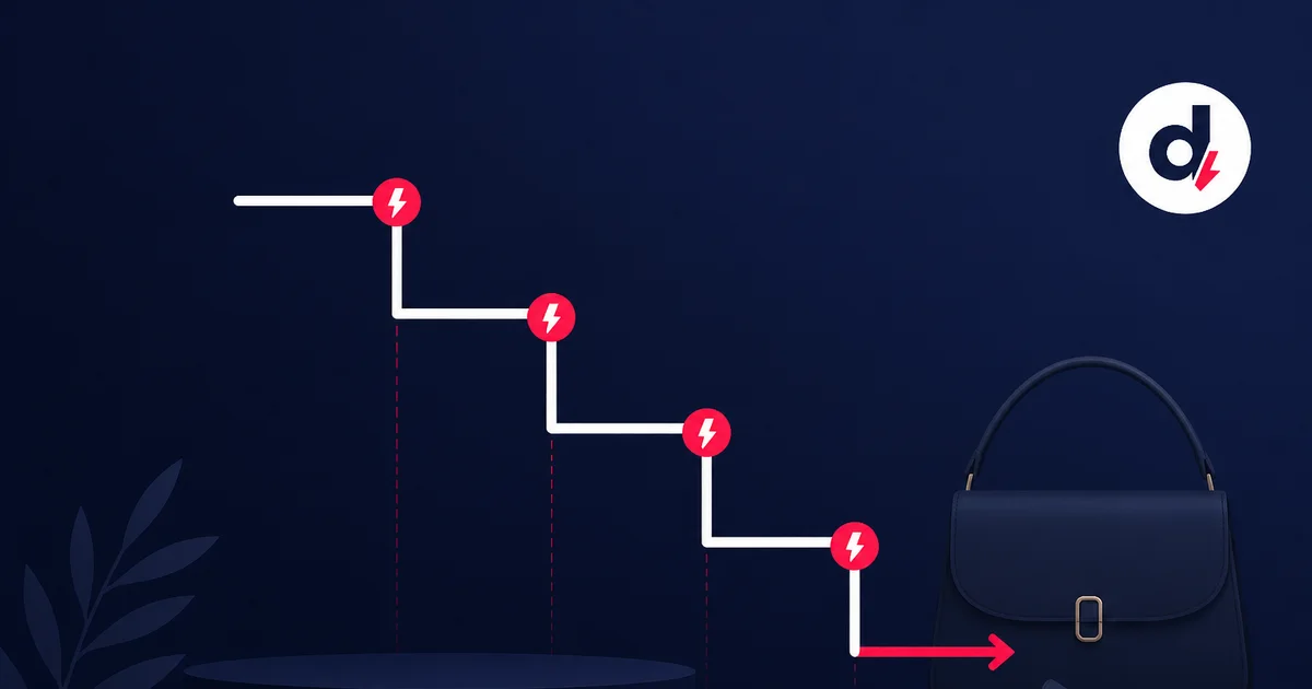 Illustration Downly : courbe de prix dégressif pour le Drop Auto