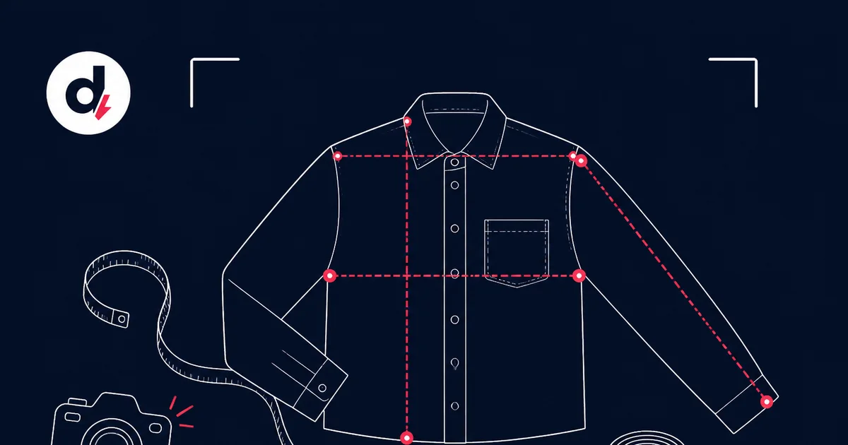 Illustration Downly : vêtement photographié avec mesures à plat